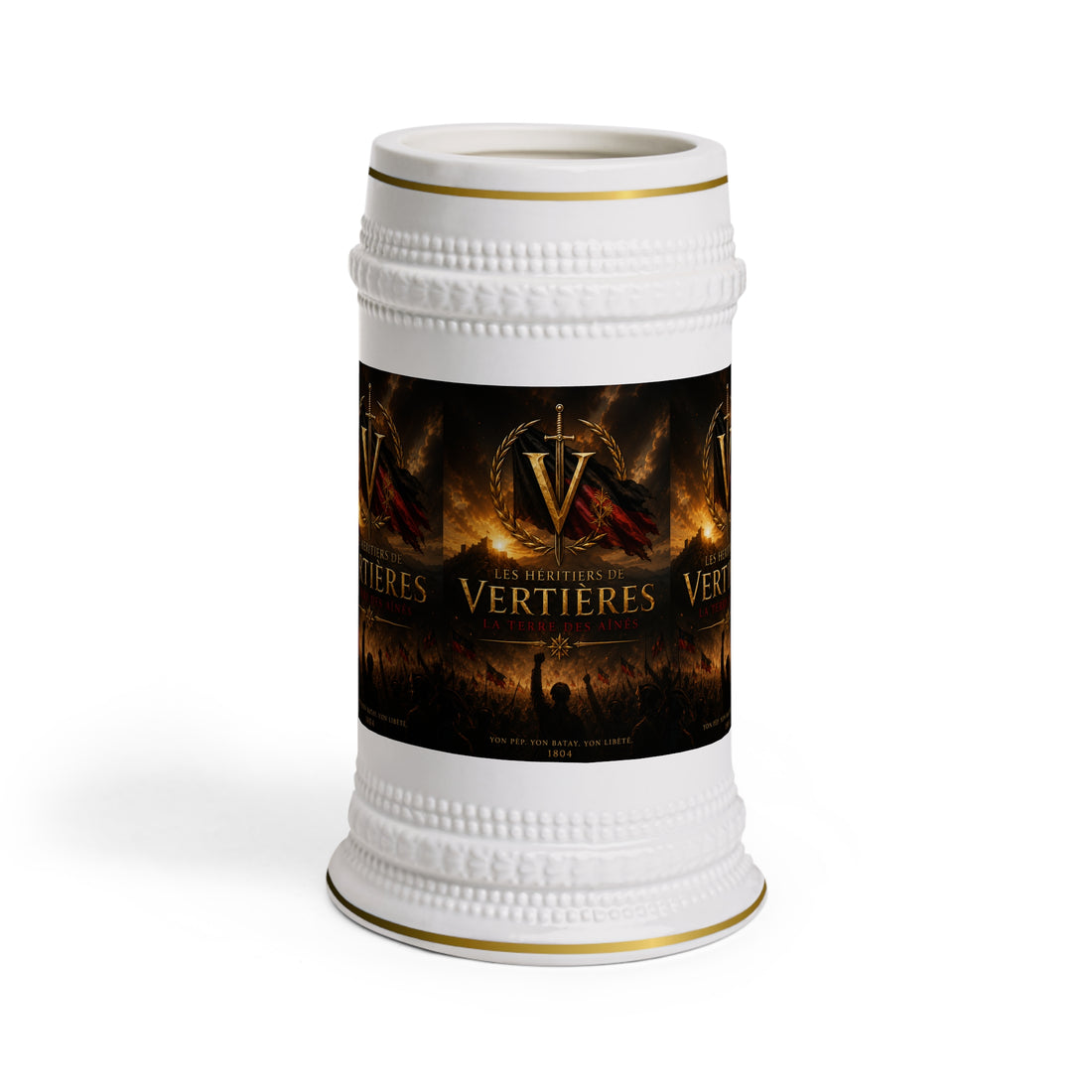 Beer Stein — "Vertieres V" Fantasy Battle Logo Beer Stein Mug. By AGITAYITI.