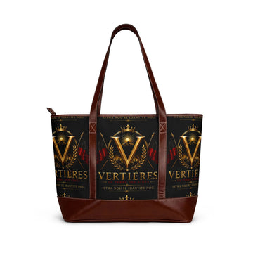 Vertières Emblem Tote Handbag — Historical Battle Inspired Leather-Trim Shoulder Bag by AGITAYITI.