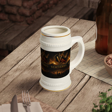 Beer Stein — "Vertieres V" Fantasy Battle Logo Beer Stein Mug. By AGITAYITI.