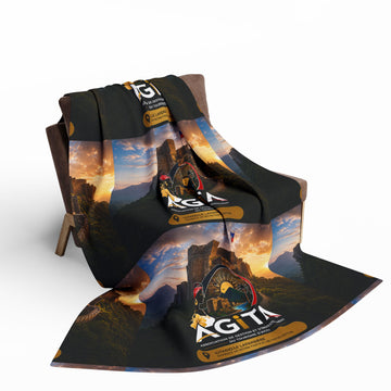 01-AGITAYITI-Citadelle L. Arctic Fleece Blanket — AGITA Scenic Sunset Great Wall Logo Throw