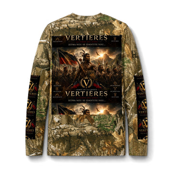 1804-Camo Long Sleeve Tee — 'Vertières' Battle Graphic Pocket Shirt by AGITAYITI.