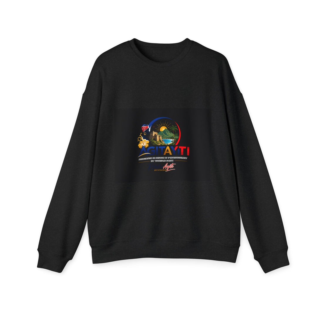 Agita Island Graphic Sweatshirt — Rebuilt Agita Scenic Logo Crewneck. By AGITAYITI