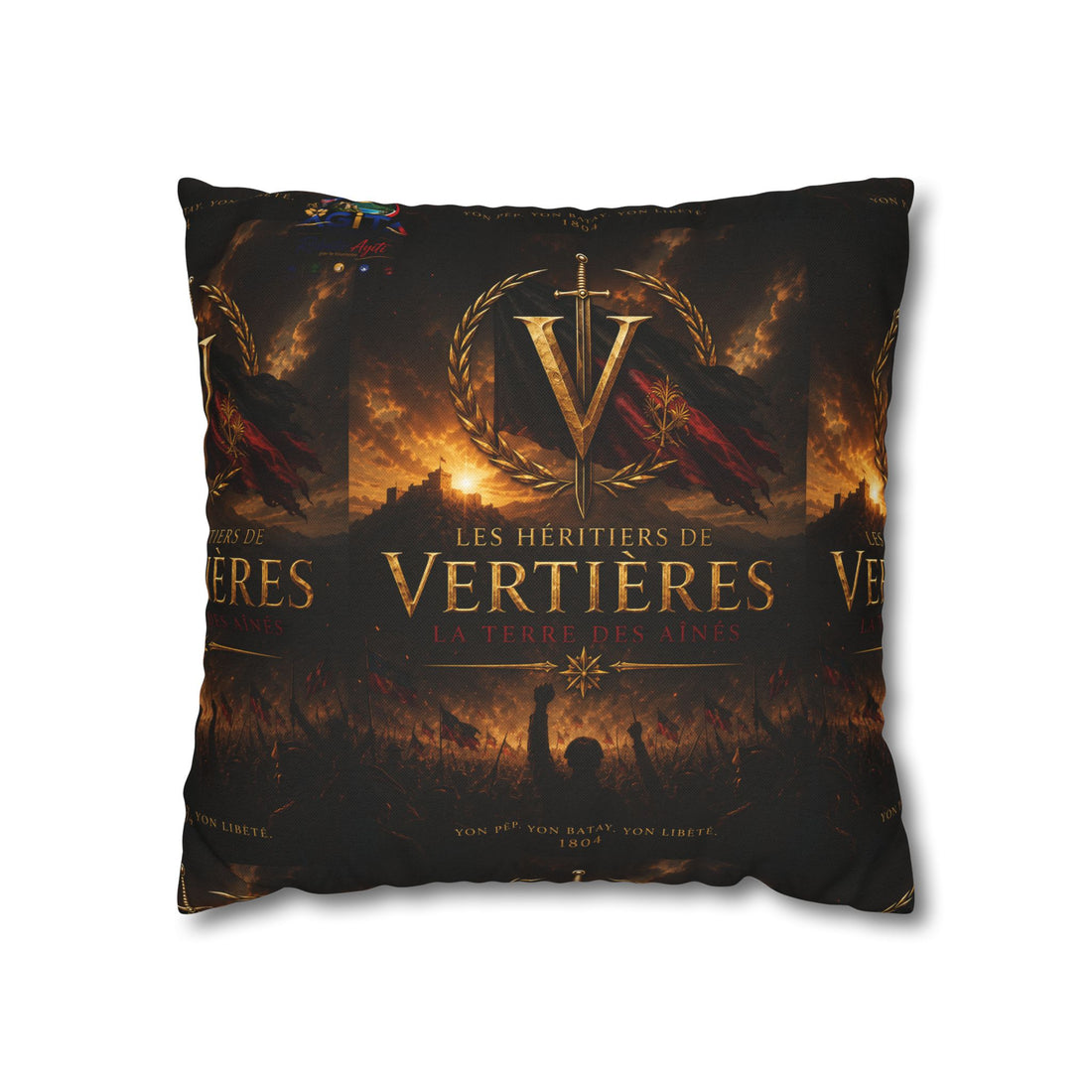 Vertieres Crest Pillowcase — Historic Battle Emblem Decorative Pillow Cover. By AGITAYITI.