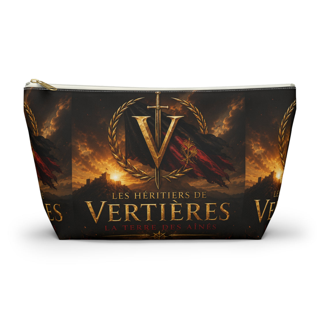 Accessory Pouch — Les Héritiers de Vertières Emblem Makeup Bag. By AGITAYITI.