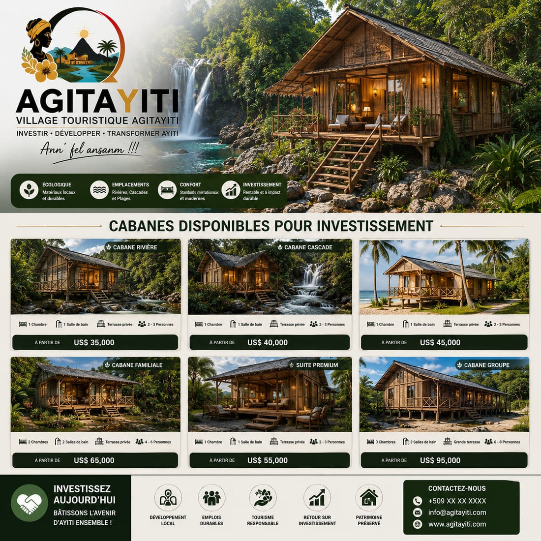Construction cabanes Riviere Laquinthe Gonaives-Ayiti