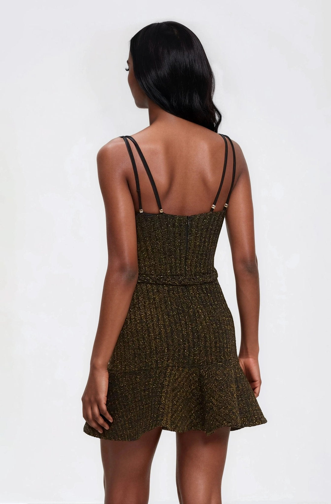 Metallic Knit Mini Dress – Black (Final Sale)