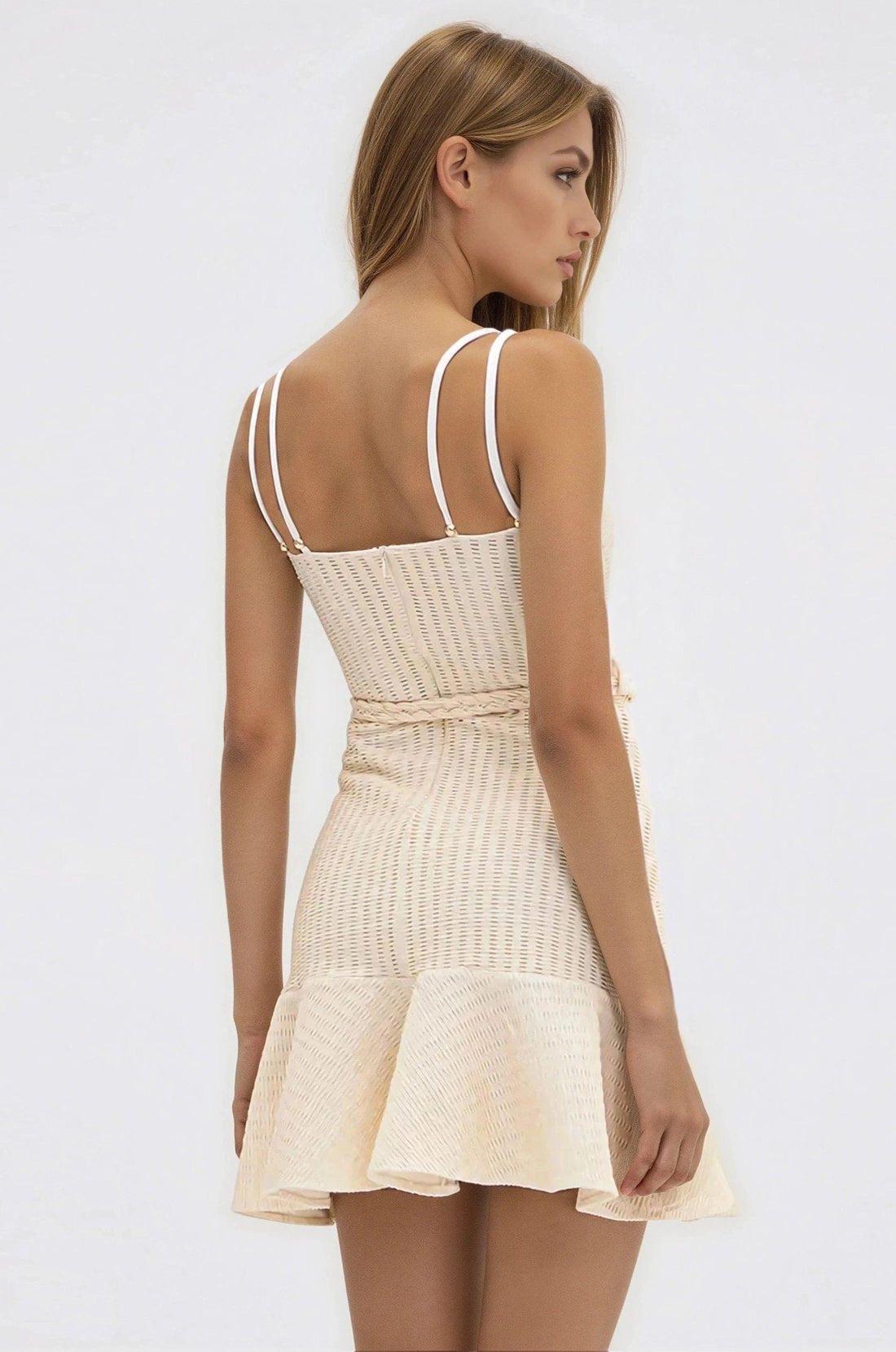 Metallic Knit Mini Dress – Off White (Final Sale)