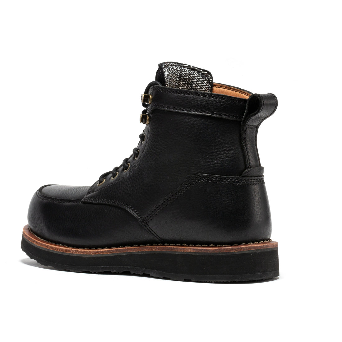 AGITAYITI-ROCKROOSTER Edgewood Men's 6 Inch Black Steel Toe Wedge Work Boots SAP610BK