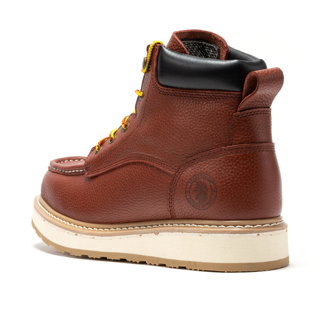 AGITAYITI-ROCKROOSTER Walker Men's 6 Inch Brown Soft Toe Wedge Work Boots SAP360
